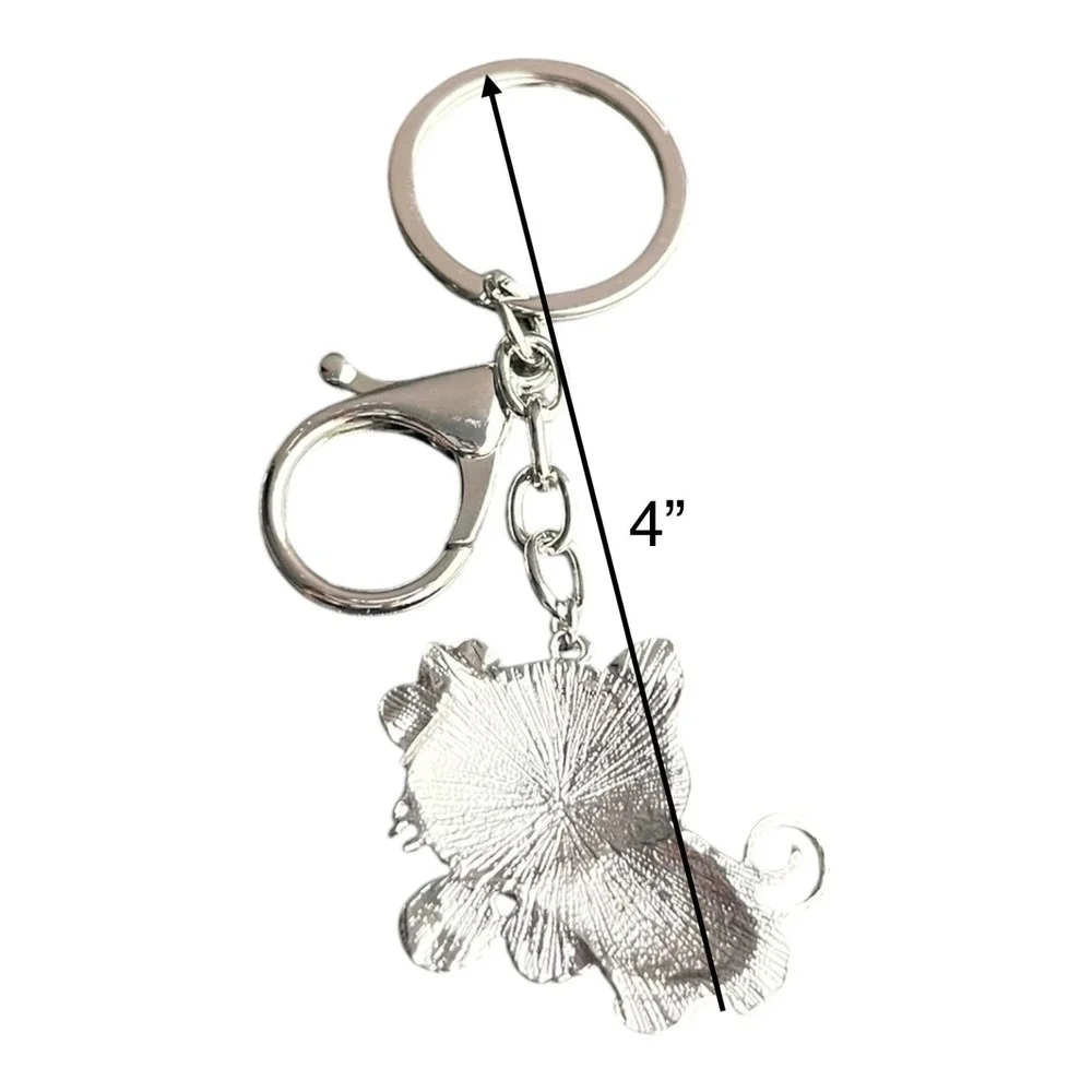 Women's Pink Silver Rhinestone Crystal Cat Key Chain Bling Charm Key Finder 4